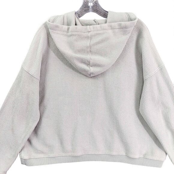 Aerie Pullover Womens Sz L Pastel Green Hoodie Waffle Knit Drawstring Cotton - Picture 2 of 12